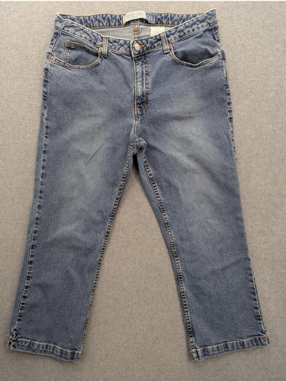 Vintage Gap Capri Jeans Womens 14 Blue Min Rise Stretch 5 Pocket Denim Made USA